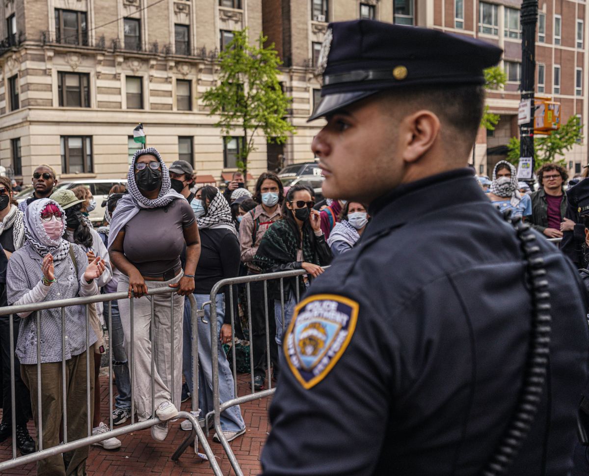 Protesters outside Columbia University