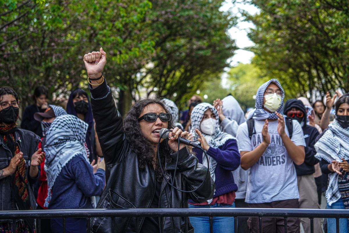 Protesters outside Columbia University