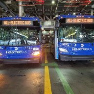 MTA electric buses parked at depot