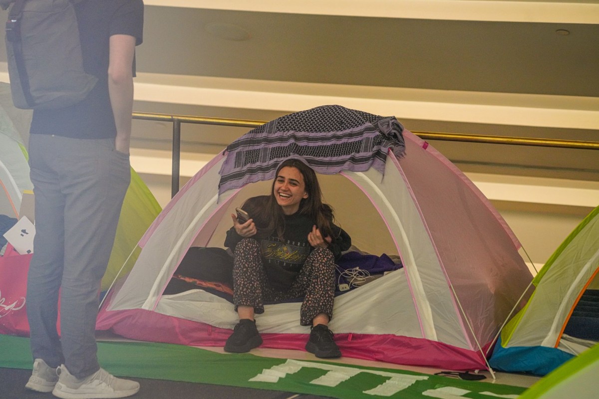 Staff of the college erected tents inside of the lobby of 66 West 12th street on May 8, making it the last university encampment and the first to be organized by staff of a school