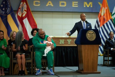 Mayor Eric Adams announces the city will build a new training facility for its public safety agencies. Friday, May 31, 2024.