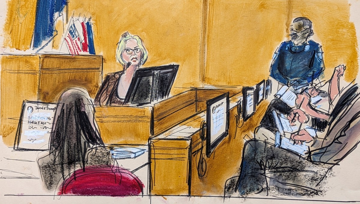 Trump trial sketch of Stormy Daniels testimony