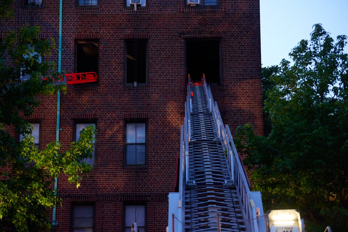 Firefighters quickly contained a fourth floor apartment fire at 200 Linden Blvd.Photo by Lloyd Mitchell