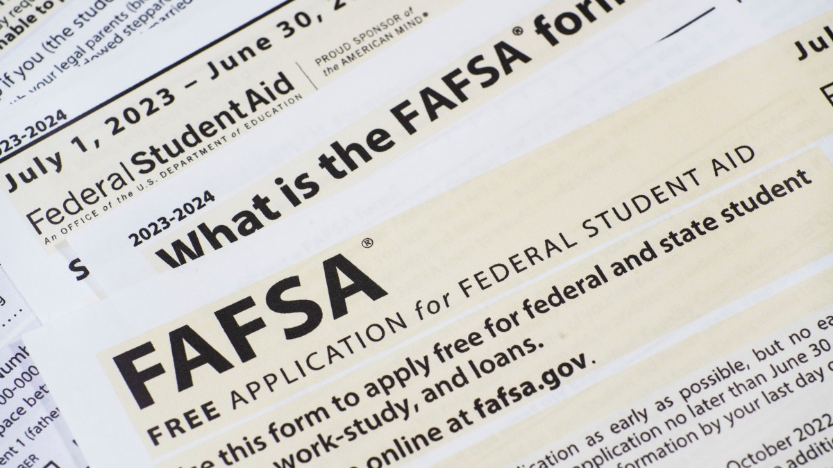 Close up of federal financial aid application