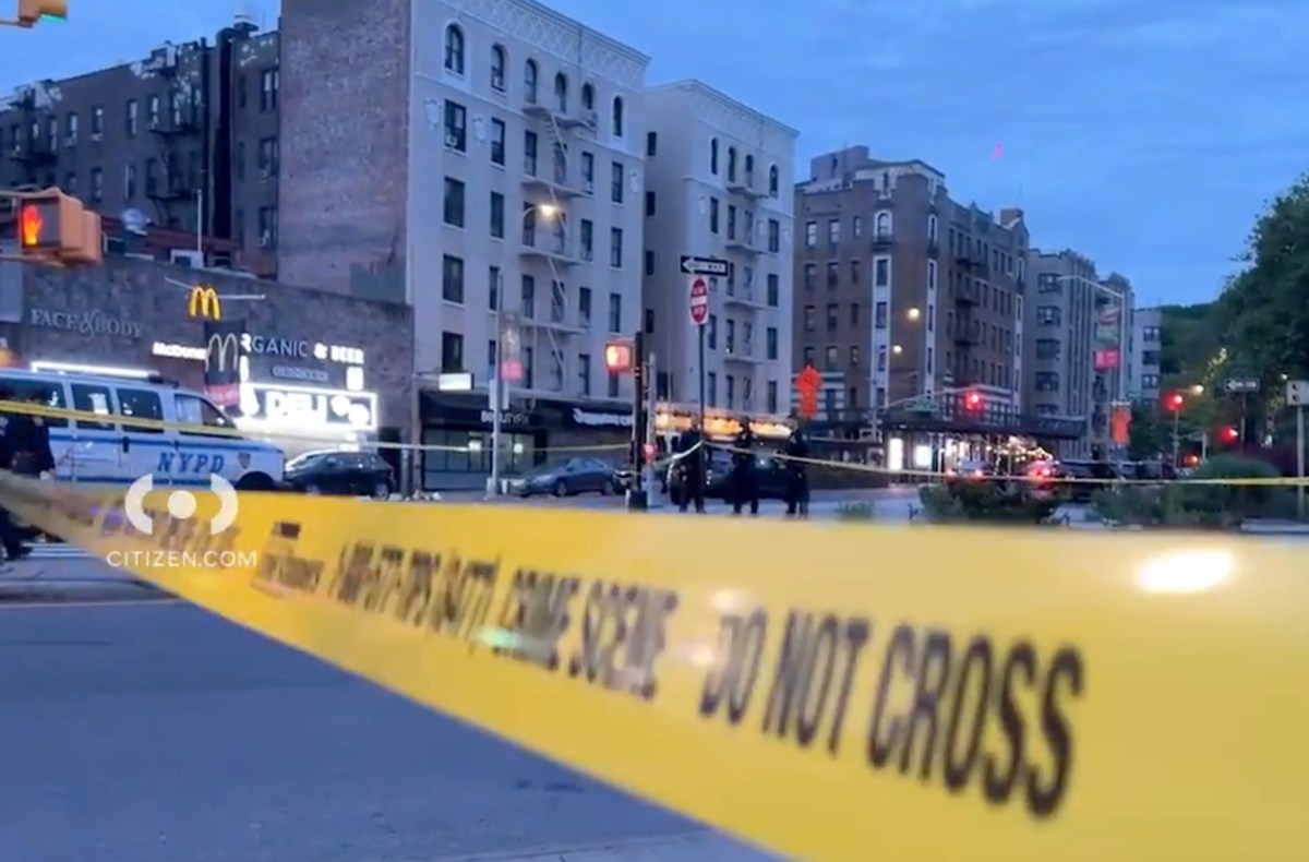 Police tape at scene where man was stabbed in Manhattan