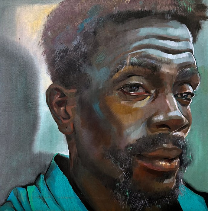 painting of a man with a dark complexion by Zhenya Gershman
