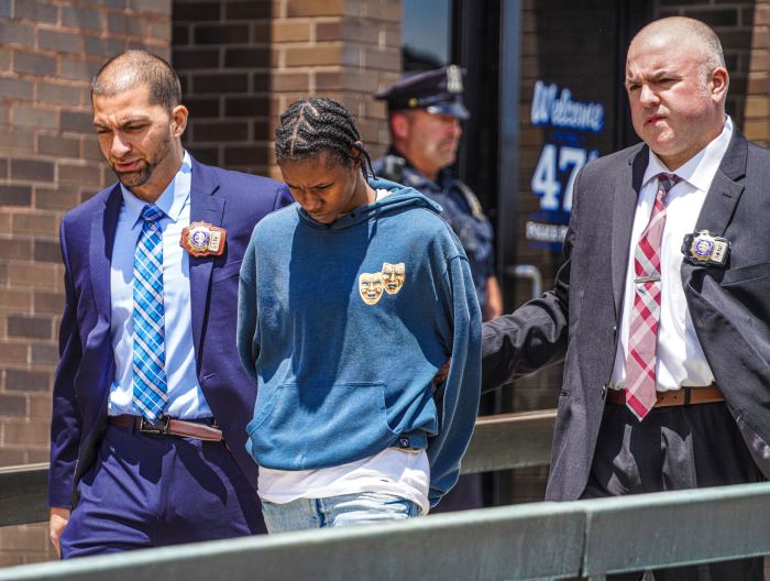 Perp walk for Bronx homicide suspect