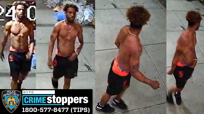 man with no shirt on wanted for assault in Chelsea, Manhattan