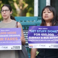 Attendees at Fair Fares rally in City Hall Park