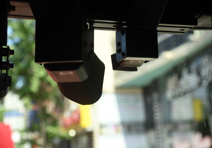 MTA camera enforcement system on bus in Manhattan