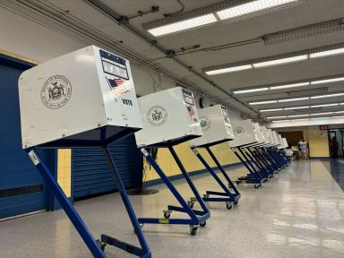 Polling booths during Democratic primary in New York