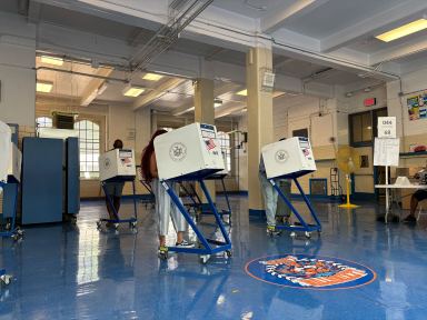 People voting at P.S. 92 in Manhattan on June 25, 2024.