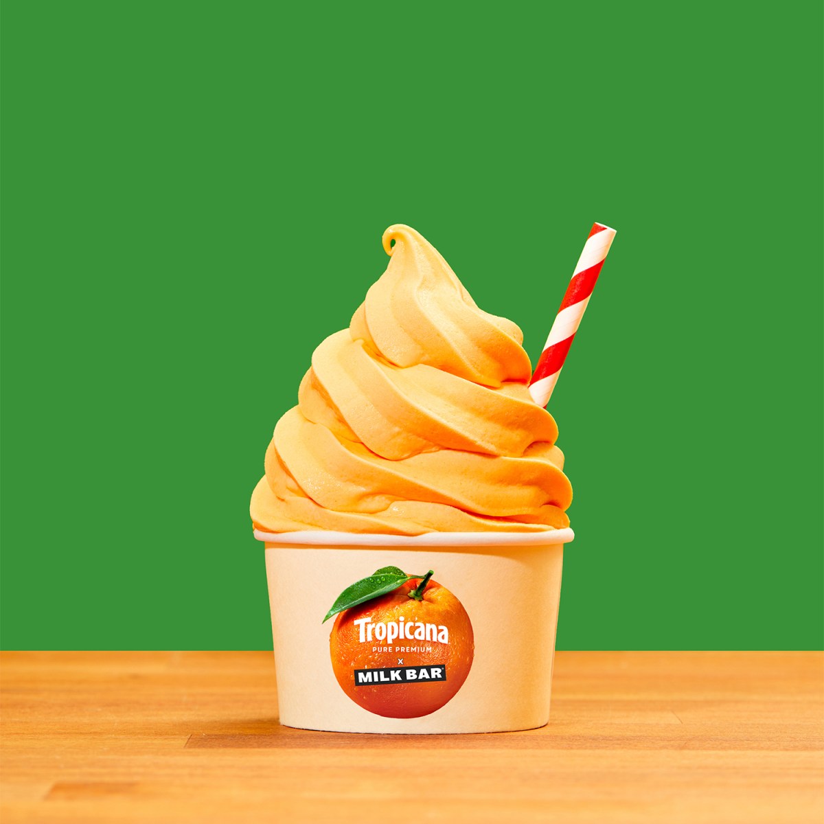 Mil Bar's tropicana soft serve in a cup with a straw