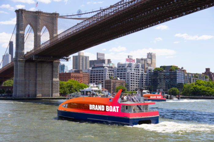 Rendering of NYC Ferry bearing generic ad