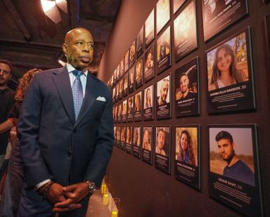 NYC Mayor Eric Adams at a museum exhibit