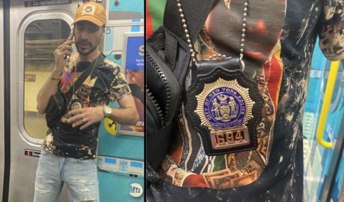 Fake cop in Lower Manhattan with bogus shield worn