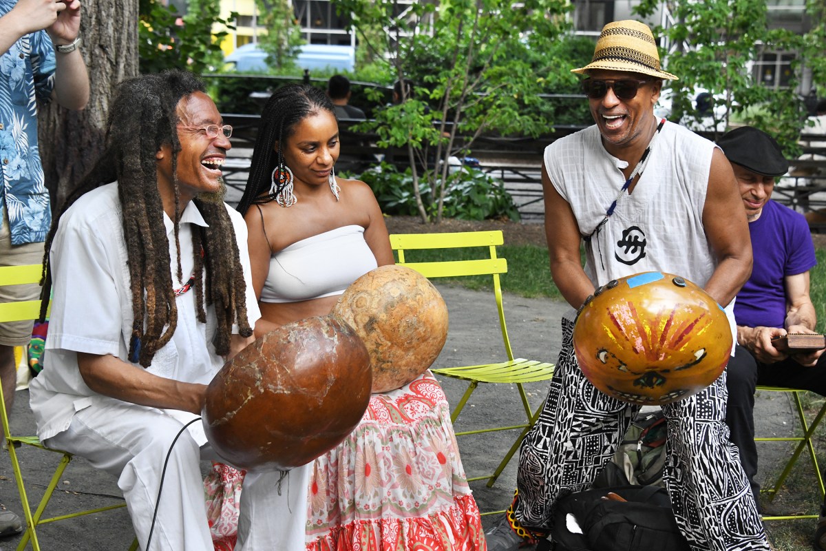 Dancing and playing at Mbira Jam in Union Square