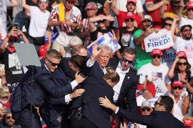 Republican presidential candidate Donald Trump holds a campaign rally in Butler