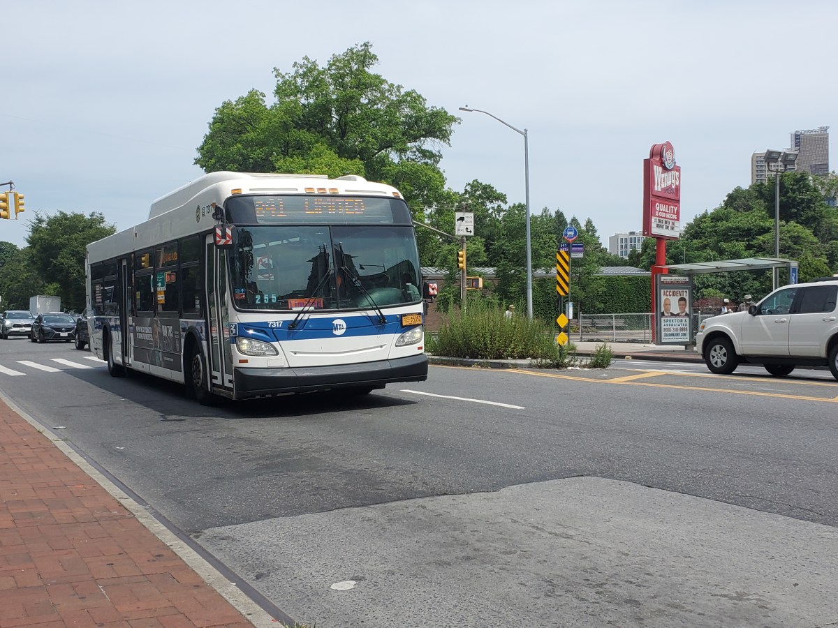 MTA bus traveling in Brooklyn