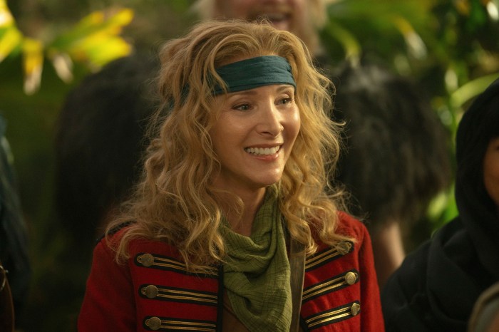 This image released by Apple TV+ shows Lisa Kudrow in a scene from the series "Time Bandits."
