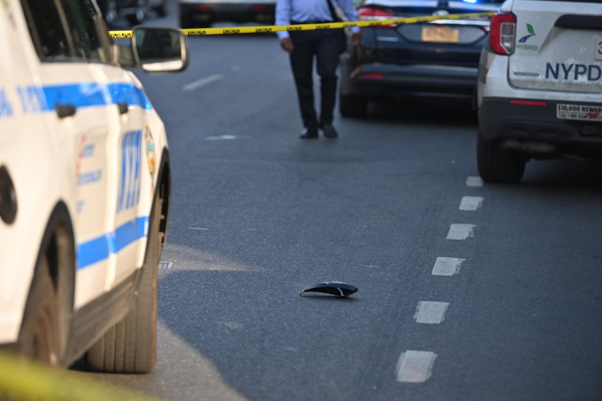 Debris left on the roadway following the collision