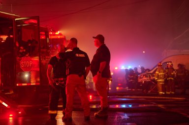 Fire marshals on scene at a fire in the Bronx.