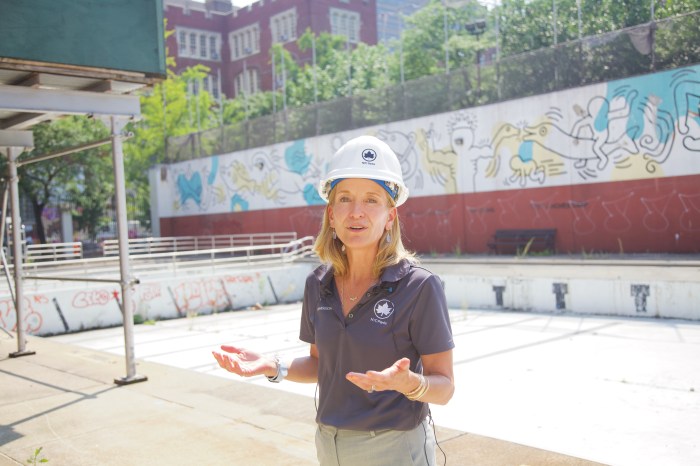 Parks Commissioner Sue Donoghue discusses the obstacles to restoring the Tony Dapolito Rec Center.