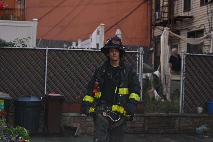 A firefighter on scene in greenpoint