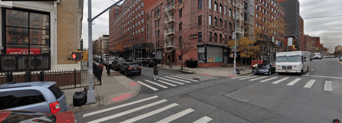 Harlem intersection showing crosswalks in the street