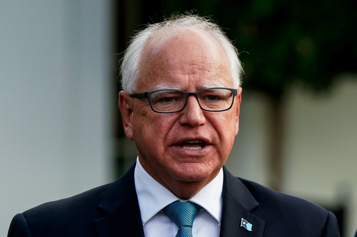 Minnesota Governor Tim Walz speaks to the press after attending a meeting with U.S. President Joe Biden and other Democratic governors at the White House in Washington, U.S., July 3, 2024.