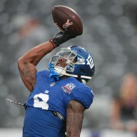 Malik Nabers catches a pass Giants