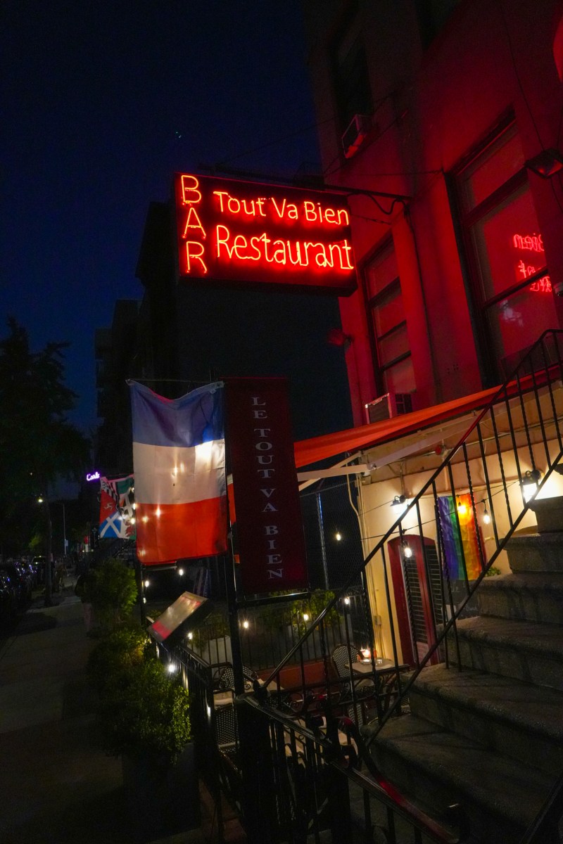 The exterior of Le Tout Va Bien French bistro in Manhattan