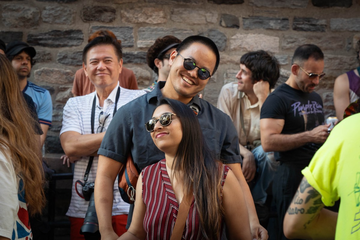 Guests celebrate a block party in Chinatown.