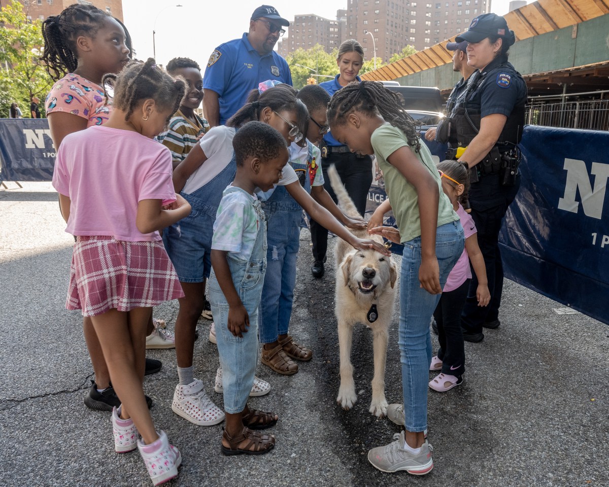 The kids had a chance to meet Freddy, a 7-year-old canine with NYPD Emergency Services.