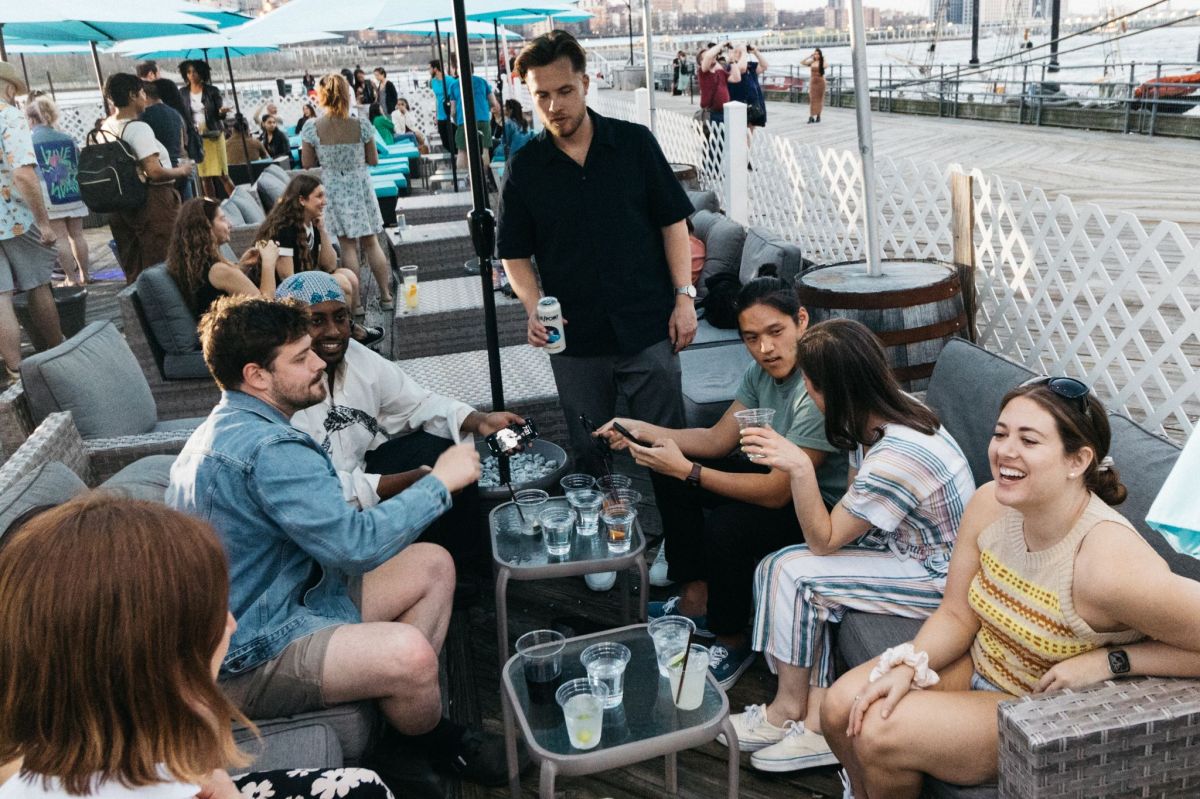 a group of friends hanging out at Cobble Fish