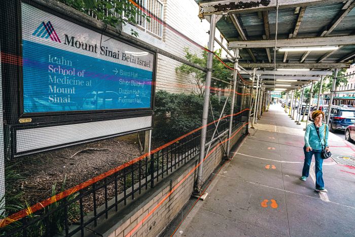 a sign for Mount Sinai Beth Israel hospital in Manhattan