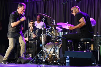 Two men singing at Charlie Parker Jazz Festival at Tompkins Square Park