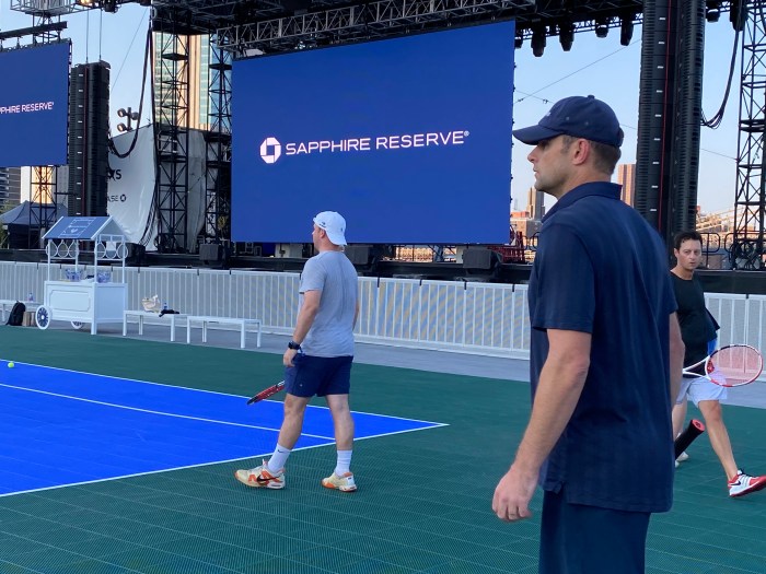 US Open winner Andy Roddick on a tennis court