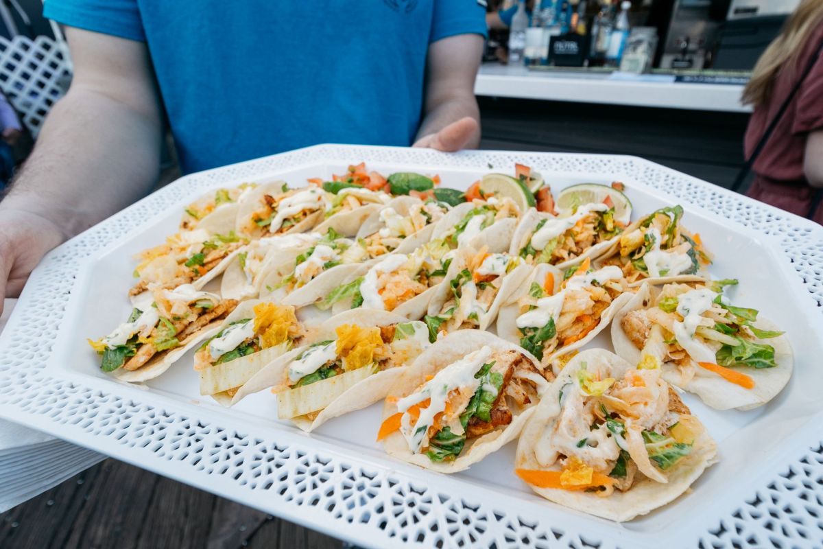 fish tacos on a platter