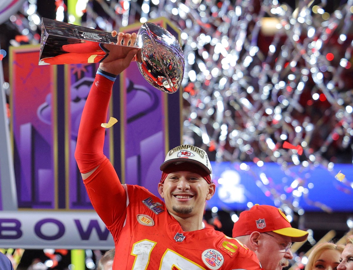 Patrick Mahomes Lombardi Trophy Kansas City Chiefs Super Bowl LIX odds