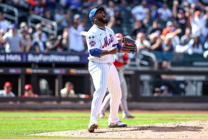 Mets' Luis Severino shouts after getting out of a jam.