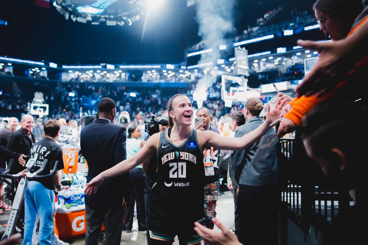 Sabrina Ionescu celebrates LIberty Game 2 1st round win over Dream