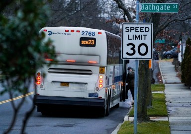 Bus traveling on Staten Island