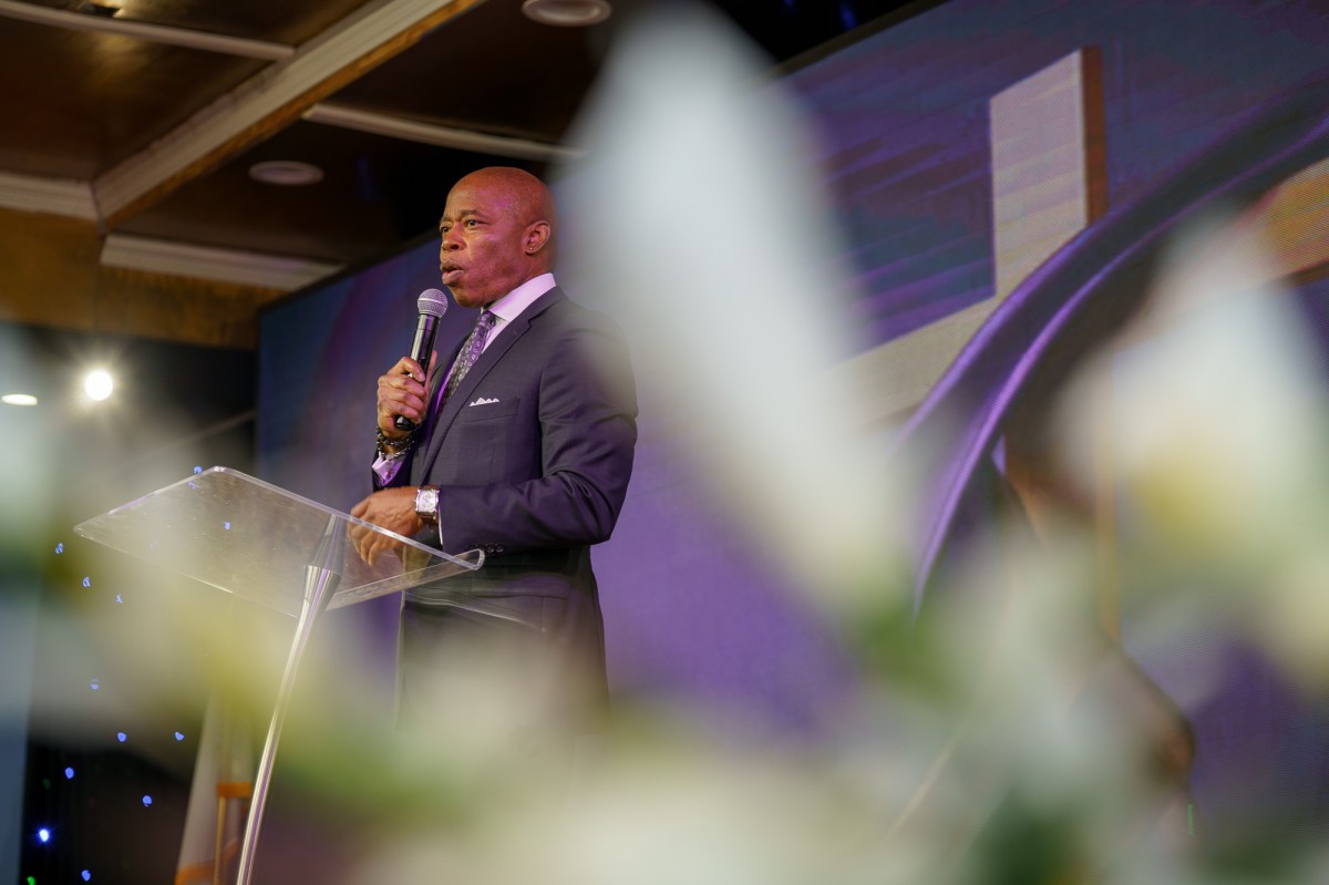 Mayor Adams speaking at Brooklyn church