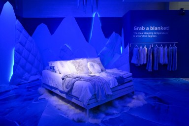 a bed at the IKEA Sleepeasy NYC