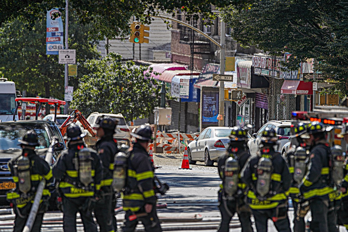 According to FDNY officials, the gas main erupted at around 9:40 a.m. Sunday, creating a resounding explosion and sending a mustard-colored substance into the air.. 