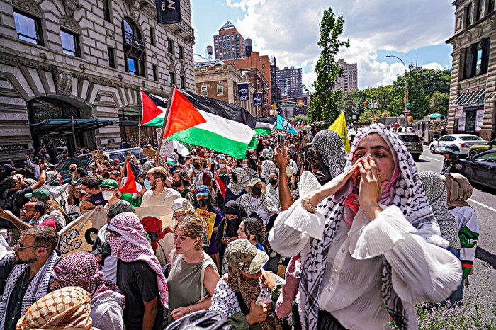 Pro-Palestine protesters march in Manhattan