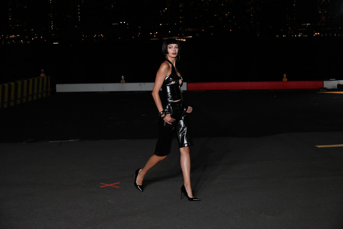 A model walks Christian Cowan’s NYFW runway.