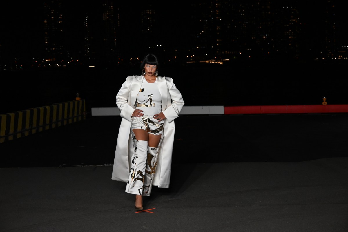 A model walks Christian Cowan’s NYFW runway.