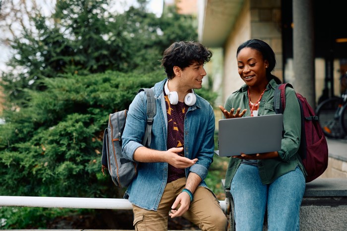 College students smiling